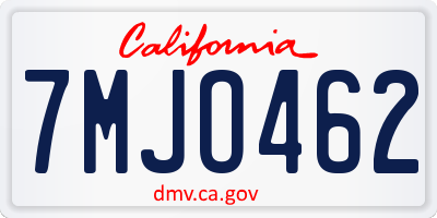 CA license plate 7MJO462