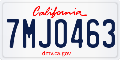 CA license plate 7MJO463