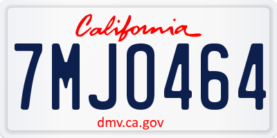 CA license plate 7MJO464