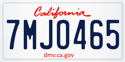 CA license plate 7MJO465