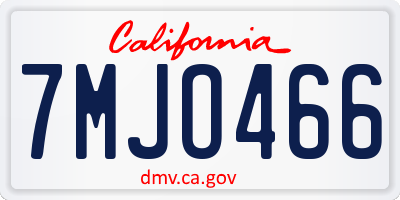 CA license plate 7MJO466