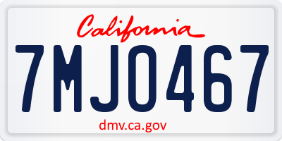 CA license plate 7MJO467