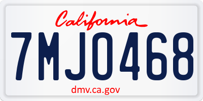 CA license plate 7MJO468