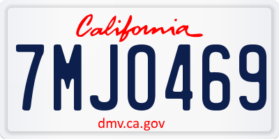 CA license plate 7MJO469