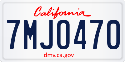 CA license plate 7MJO470