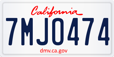 CA license plate 7MJO474