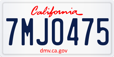 CA license plate 7MJO475