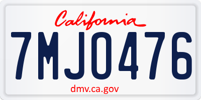 CA license plate 7MJO476