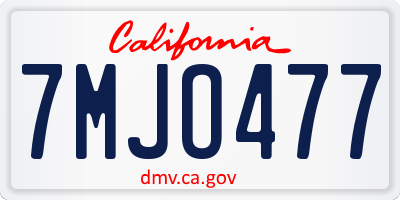 CA license plate 7MJO477