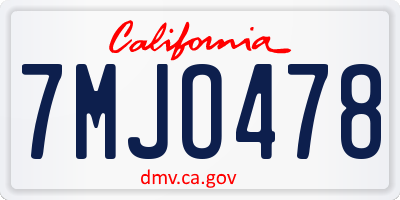 CA license plate 7MJO478