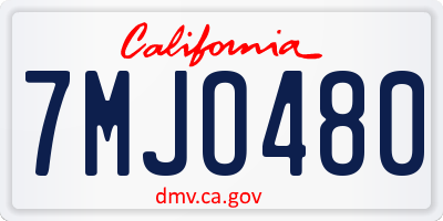 CA license plate 7MJO480