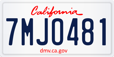 CA license plate 7MJO481