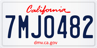 CA license plate 7MJO482