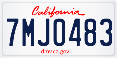 CA license plate 7MJO483