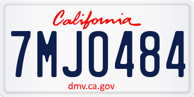 CA license plate 7MJO484