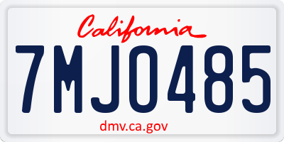 CA license plate 7MJO485