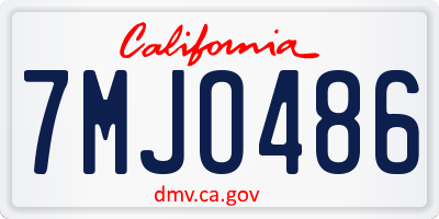 CA license plate 7MJO486