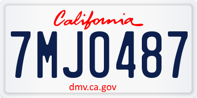 CA license plate 7MJO487