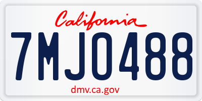 CA license plate 7MJO488