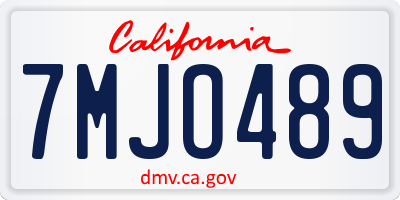 CA license plate 7MJO489