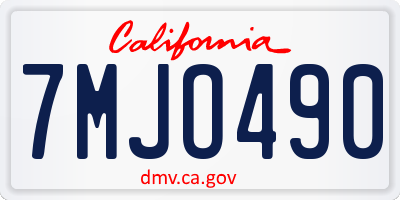 CA license plate 7MJO490