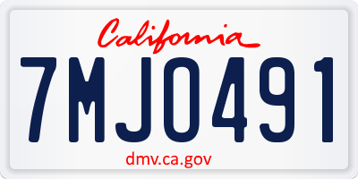 CA license plate 7MJO491