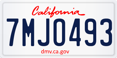 CA license plate 7MJO493