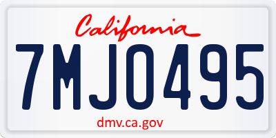 CA license plate 7MJO495