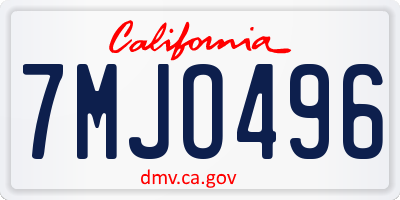 CA license plate 7MJO496