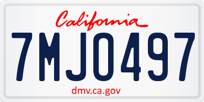 CA license plate 7MJO497