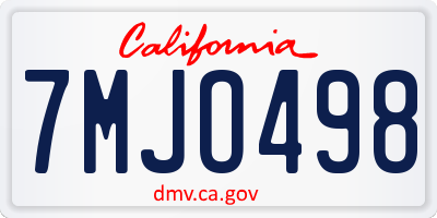 CA license plate 7MJO498