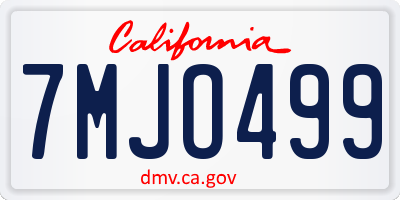 CA license plate 7MJO499