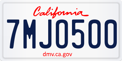 CA license plate 7MJO500