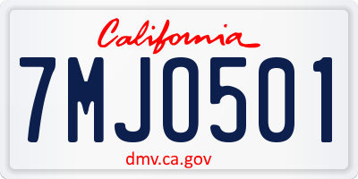 CA license plate 7MJO501