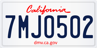 CA license plate 7MJO502