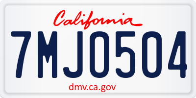 CA license plate 7MJO504