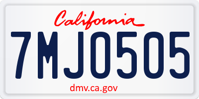 CA license plate 7MJO505