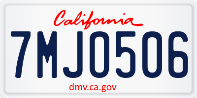 CA license plate 7MJO506