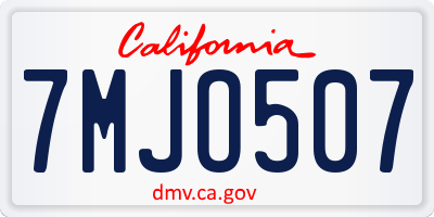 CA license plate 7MJO507