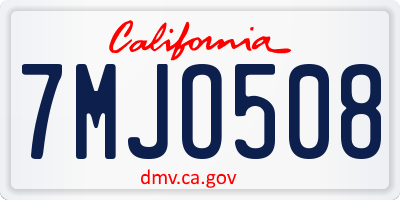 CA license plate 7MJO508