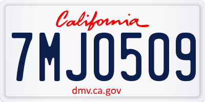 CA license plate 7MJO509