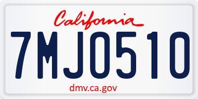 CA license plate 7MJO510