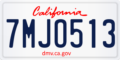 CA license plate 7MJO513