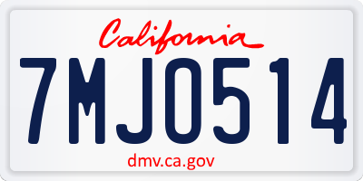 CA license plate 7MJO514