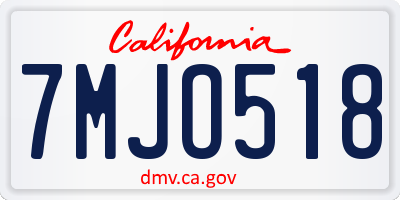 CA license plate 7MJO518