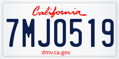 CA license plate 7MJO519