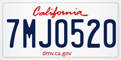 CA license plate 7MJO520