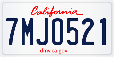 CA license plate 7MJO521