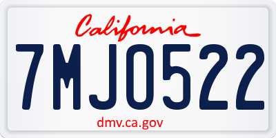 CA license plate 7MJO522