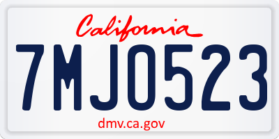 CA license plate 7MJO523